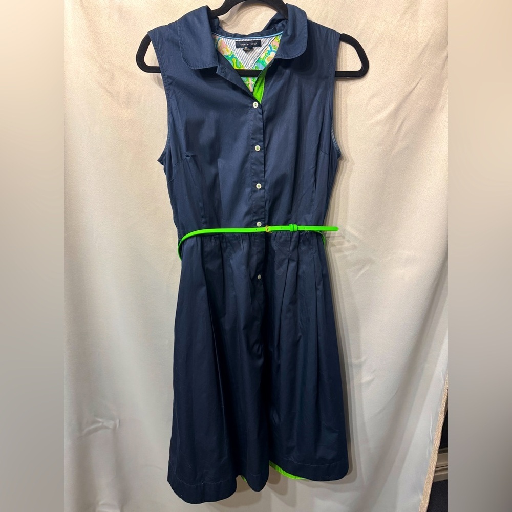 Tommy Hilfiger Sleeveless Dress Casual Navy Belted size 12 like new!